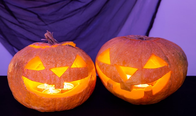 Kostenloses Foto nahaufnahme des halloween-kürbiskonzepts