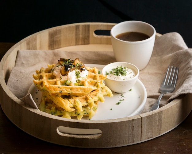 Nahaufnahme des köstlichen Waffelkonzepts