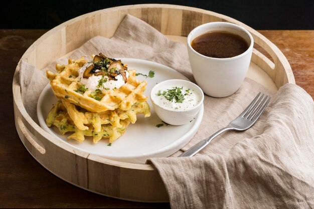 Nahaufnahme des köstlichen Waffelkonzepts