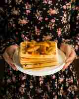 Kostenloses Foto nahaufnahme des köstlichen waffelkonzepts