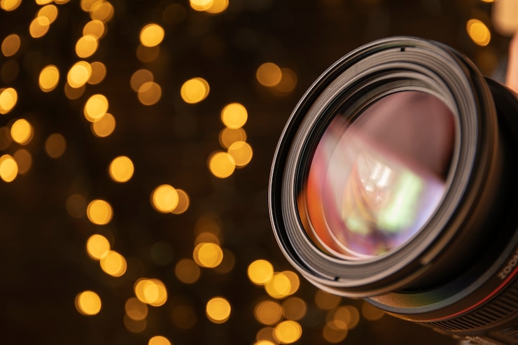 Kostenlose Foto nahaufnahme des professionellen kameraobjektivs