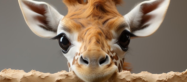 Kostenloses Foto nahaufnahme einer giraffe, die durch ein loch im papier schaut