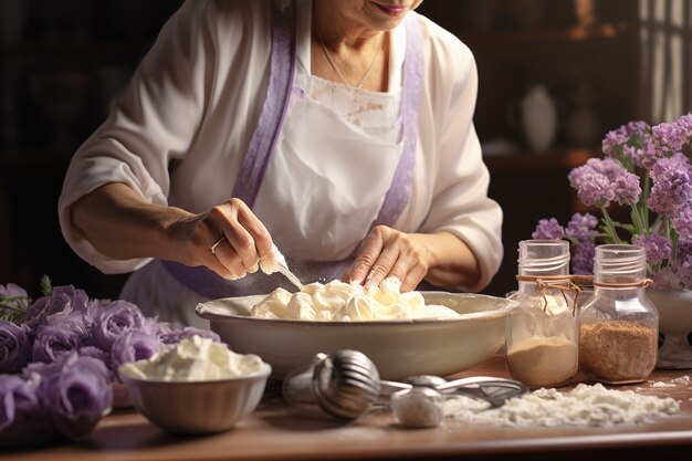 Nahaufnahme einer Person beim Kochen