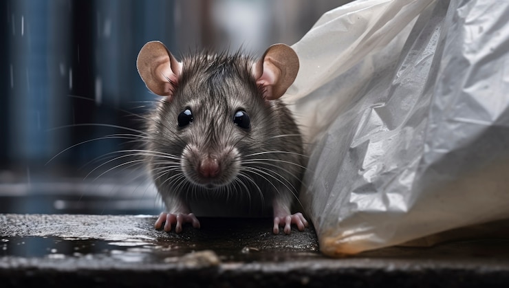 Kostenlose Foto nahaufnahme einer ratte im regen