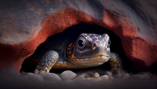 Nahaufnahme einer von KI generierten Viper, die gefährlich in der Natur kriecht