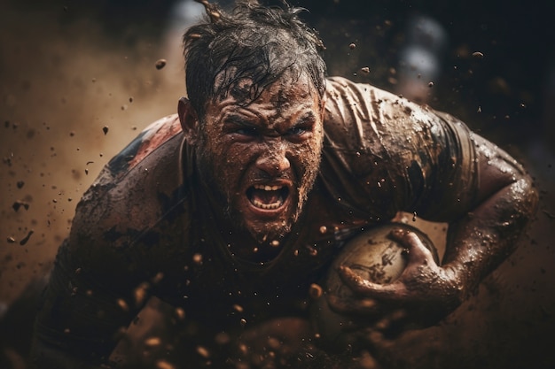 Kostenloses Foto nahaufnahme eines athleten, der rugby spielt
