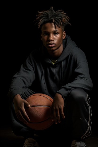 Kostenloses Foto nahaufnahme eines basketballspielers mit ball