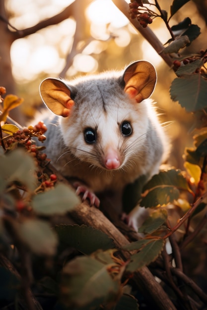 Nahaufnahme eines entzückenden Opossums in der Natur