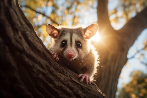 Nahaufnahme eines entzückenden Opossums in der Natur