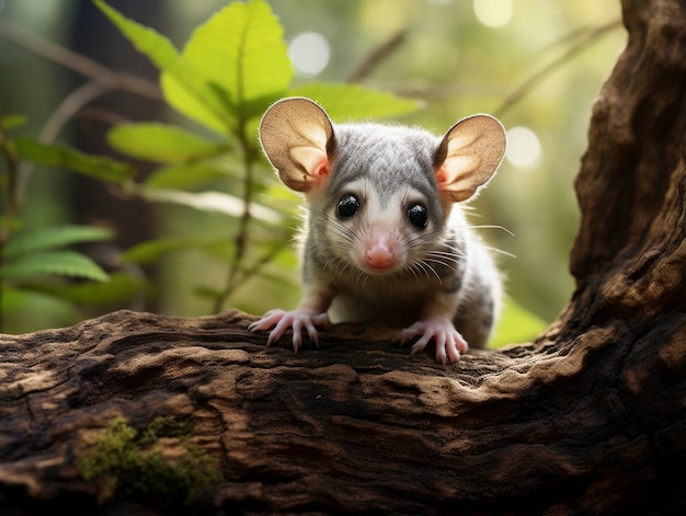 Kostenloses Foto nahaufnahme eines entzückenden opossums in der natur