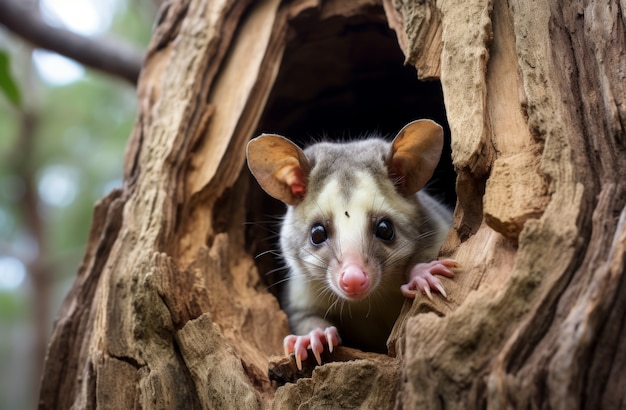 Kostenloses Foto nahaufnahme eines entzückenden opossums in der natur