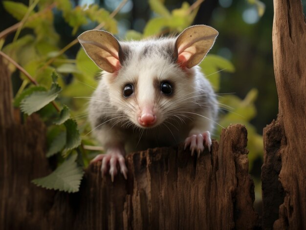 Nahaufnahme eines entzückenden Opossums in der Natur