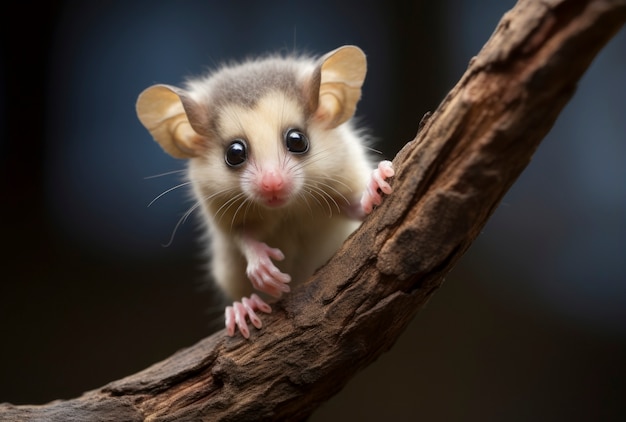 Kostenloses Foto nahaufnahme eines entzückenden opossums in der natur