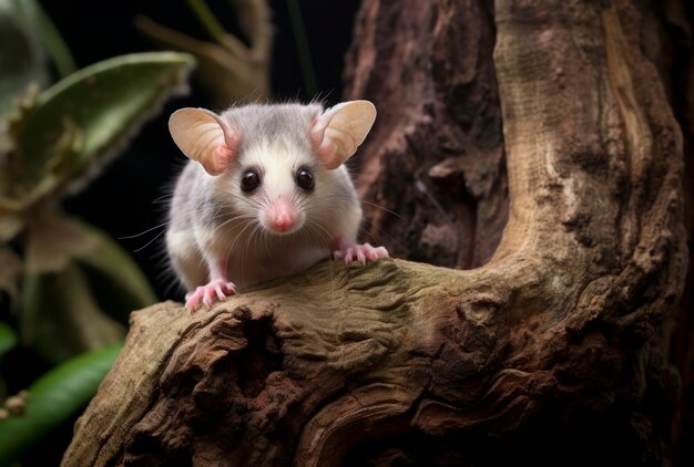 Nahaufnahme eines entzückenden Opossums in der Natur