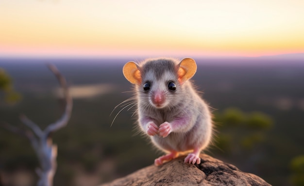 Nahaufnahme eines entzückenden Opossums in der Natur