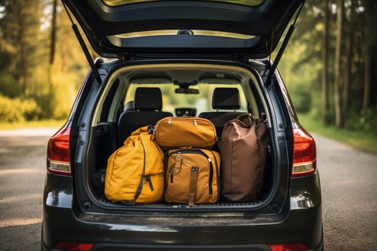 Kostenlose Foto nahaufnahme eines gepackten fahrzeugs für reisen
