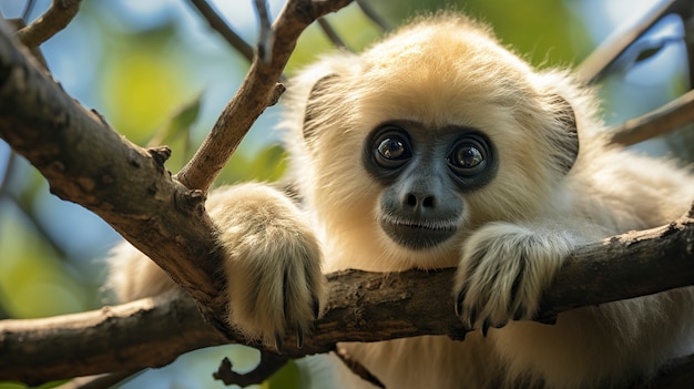 Kostenloses Foto nahaufnahme eines gibbons in der natur