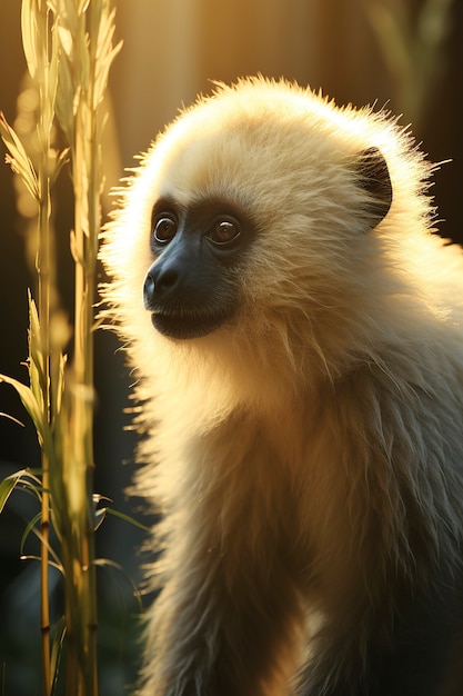 Kostenloses Foto nahaufnahme eines gibbons in der natur