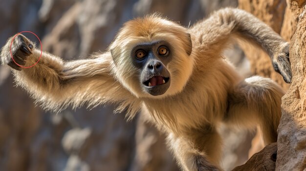 Nahaufnahme eines Gibbons in der Natur