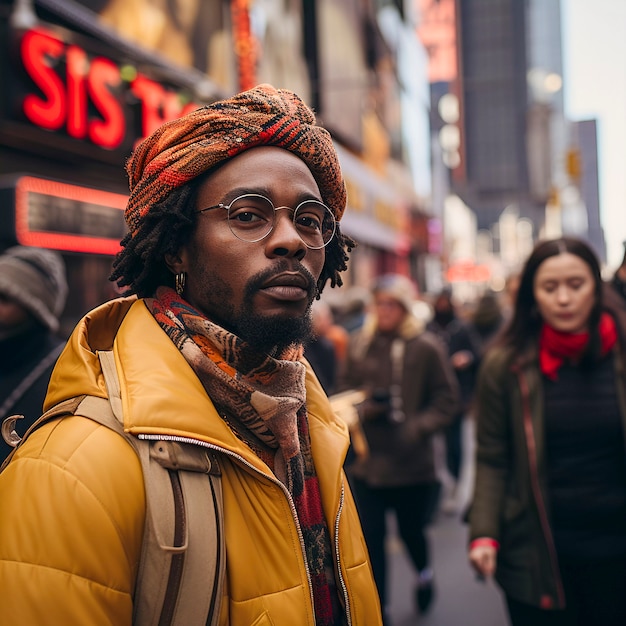 Nahaufnahme eines Mannes auf den Straßen von New York