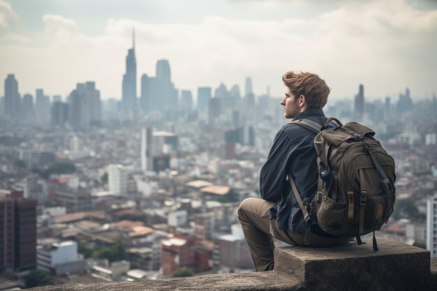 Nahaufnahme eines Mannes, der sich auf die Reise vorbereitet