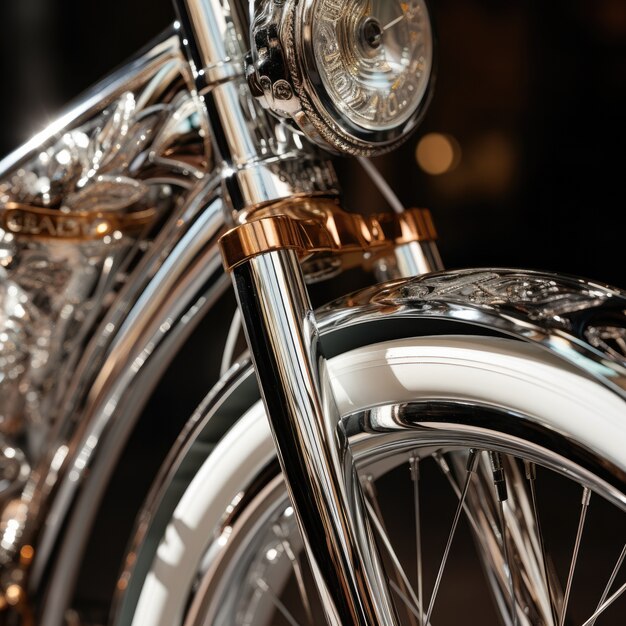 Nahaufnahme eines metallischen Motorrads