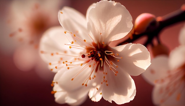 Kostenloses Foto nahaufnahme eines rosafarbenen blütenkopfes im frühling, der von ki generiert wird