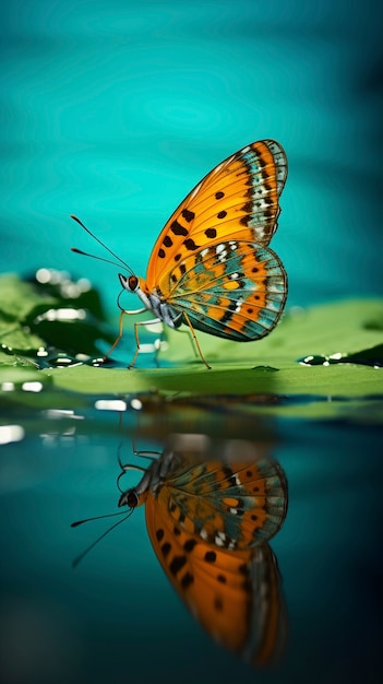 Nahaufnahme eines Schmetterlings in der Nähe des Wassers