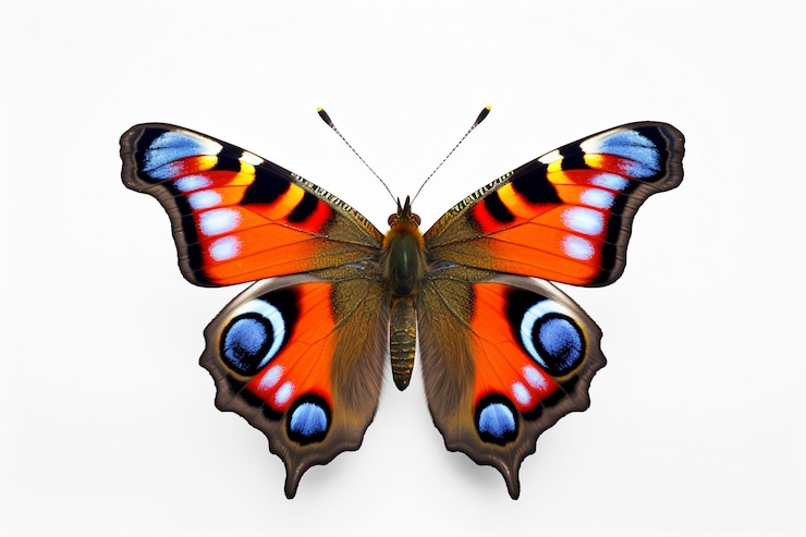 Kostenlose Foto nahaufnahme eines wunderschönen, isolierten orangefarbenen schmetterlings