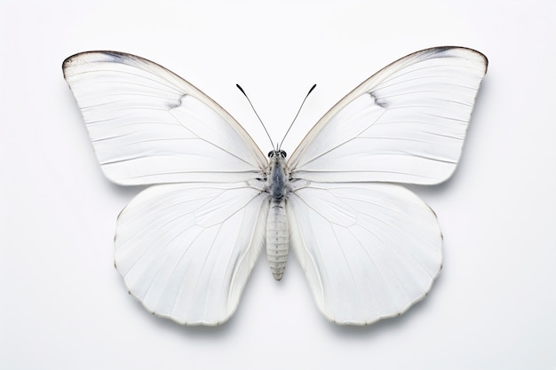 Nahaufnahme eines wunderschönen, isolierten weißen Schmetterlings