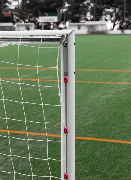 Kostenloses Foto nahaufnahme fußballnetz und feld
