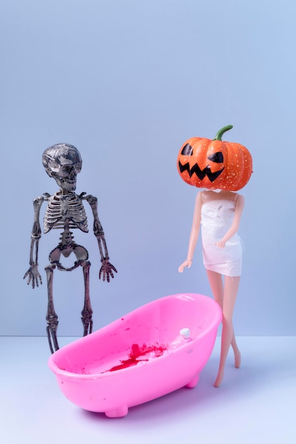 Kostenloses Foto nahaufnahme gruselige halloween-spielzeuge