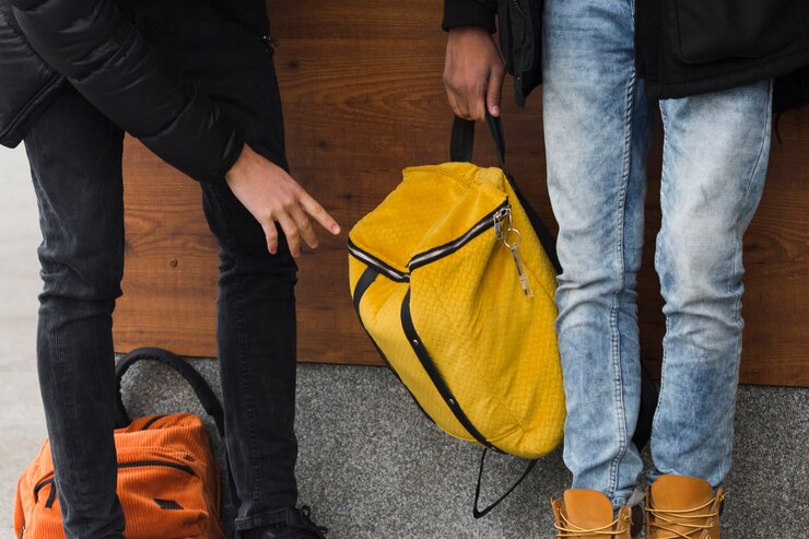 Kostenlose Foto nahaufnahme jungs mit gelbem rucksack