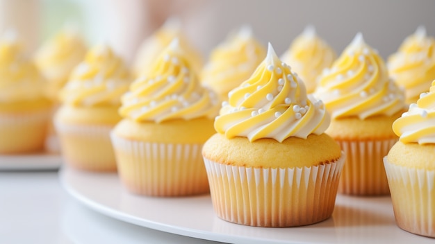 Nahaufnahme köstlicher gelber Cupcakes