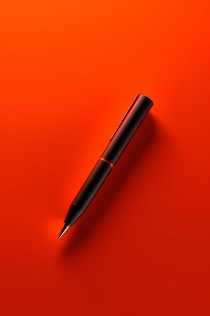 Nahaufnahme mit schwarzem Stift auf rotem Hintergrund