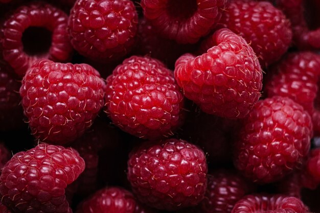 Nahaufnahme Schuss von köstlichen Himbeeren