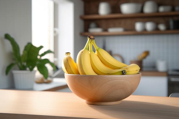 Kostenloses Foto nahaufnahme von bananen auf der küchenplatte