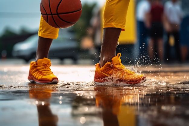 Nahaufnahme von Basketballschuhen