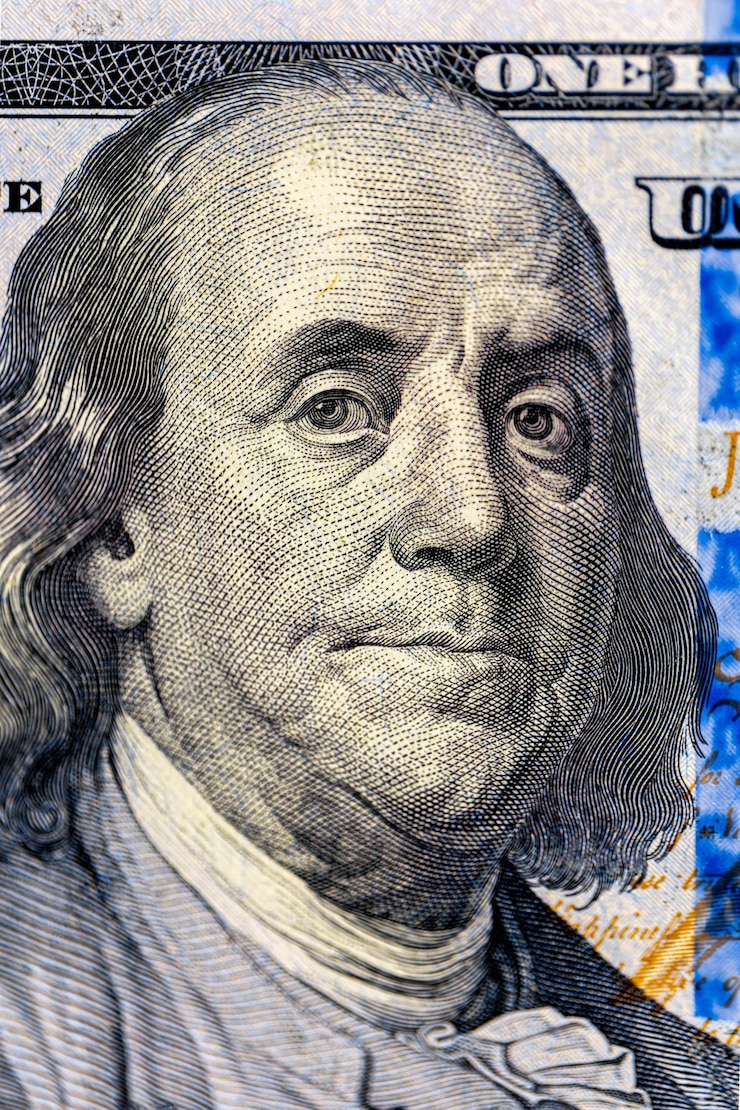 Kostenlose Foto nahaufnahme von benjamin franklin auf dem bill finance-konzept