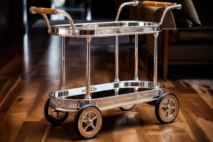 Kostenlose Foto nahaufnahme von einem metallischen lebensmittelwagen