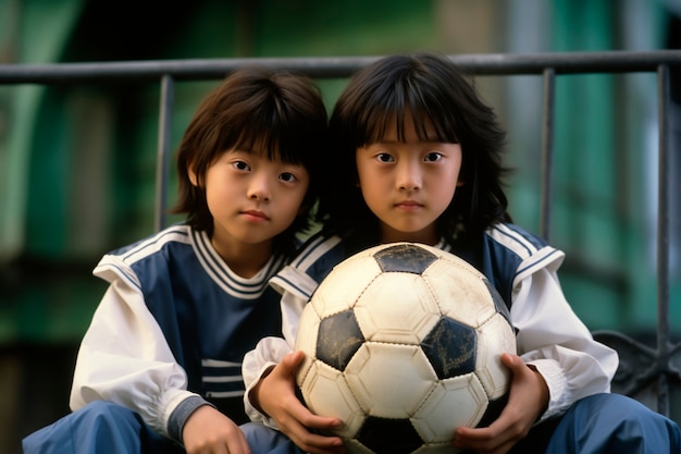 Kostenloses Foto nahaufnahme von kindern mit fußball