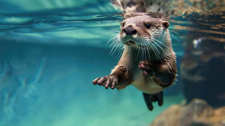 Kostenlose Foto nahaufnahme von ottern in der wildnis