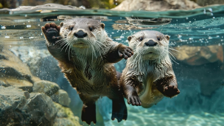 Kostenlose Foto nahaufnahme von ottern in der wildnis