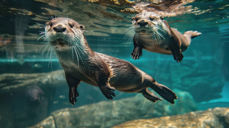 Kostenlose Foto nahaufnahme von ottern in der wildnis