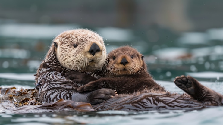 Kostenlose Foto nahaufnahme von ottern in der wildnis