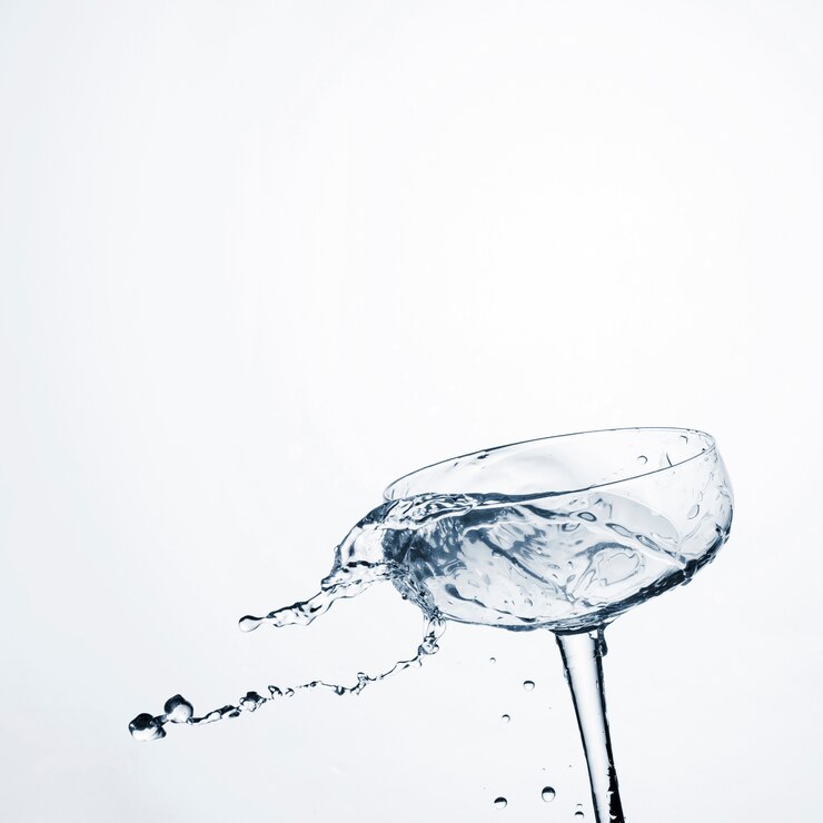 Kostenlose Foto nahaufnahme wasserdynamik in transparentem glas mit kopierraum