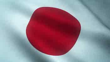 Kostenloses Foto nahaufnahmeaufnahme der wehenden flagge von japan mit interessanten texturen
