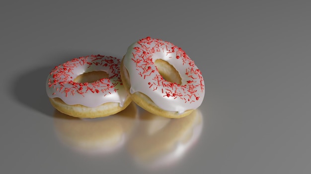 Nahaufnahmeaufnahme von zwei Donuts auf einer glatten Oberfläche