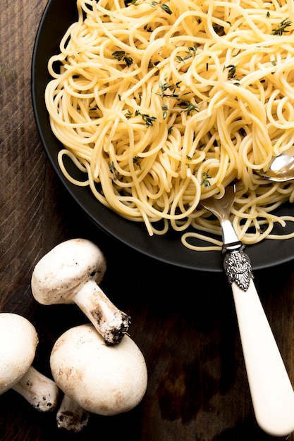 Nahaufnahmeplatte mit Spaghetti