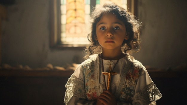 Nahes Bild von einem mexikanischen Kind, das betet